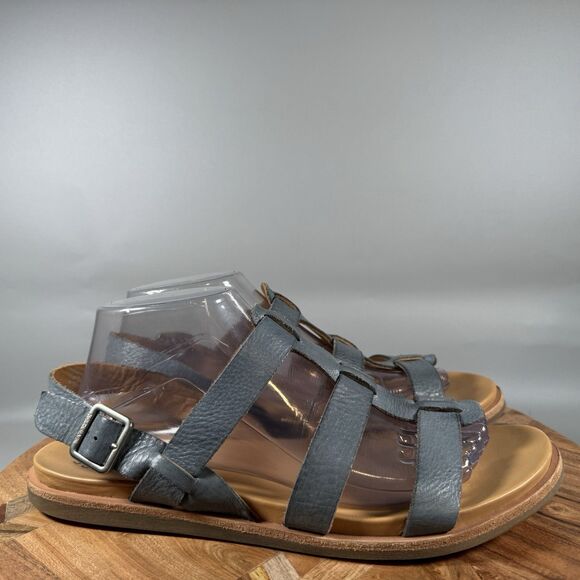 Kork-Ease Women Yoga Leather Strappy Slingback Flat Sandals Size 10 Blue - Picture 1 of 7